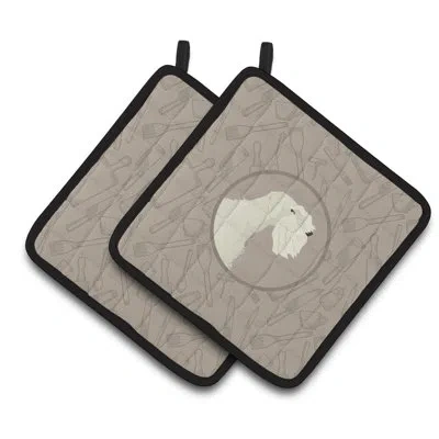 Caroline's Treasures Sealyham Terrier In The Kitchen Potholder In White;gray