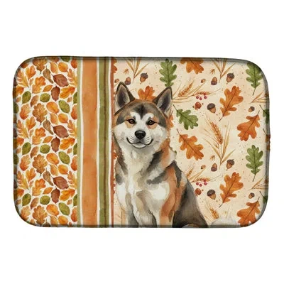 Caroline's Treasures Sesame Akita Heirloom Fall Dish Drying Mat In Natural