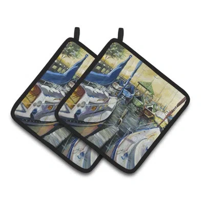 Caroline's Treasures Seven Boats Sailboats Potholder In Gray;beige
