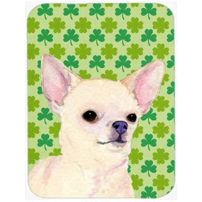 Caroline's Treasures Shamrock Lucky Irish Chihuahua St. Patrick's Day Portrait Glass Cutting Board