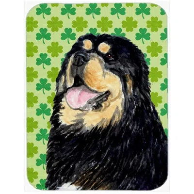 Caroline's Treasures Shamrock Lucky Irish Tibetan Mastiff St. Patrick's Day Portrait Glass Cutting Board