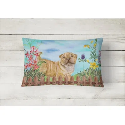 Caroline's Treasures Shar Pei Puppy Spring Indoor/outdoor Throw Pillow