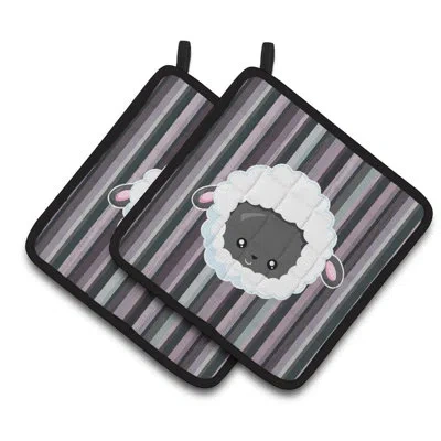 Caroline's Treasures Sheep Lamb Face Potholder In Black;gray