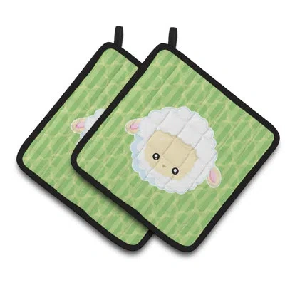 Caroline's Treasures Sheep Lamb Face Potholder In Black;green