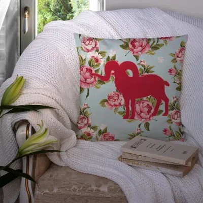 Caroline's Treasures Sheep Shabby Elegance Blue Roses Indoor/outdoor Throw Pillow