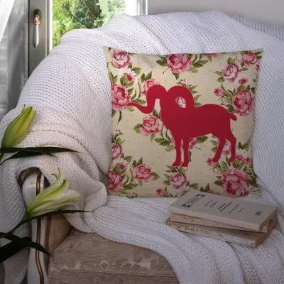 Caroline's Treasures Sheep Shabby Elegance Pink Roses Floral 14" Throw Pillow In Light Yellow