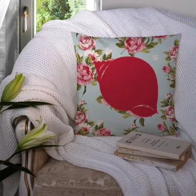 Caroline's Treasures Shell Shabby Elegance Blue Roses Indoor/outdoor Throw Pillow
