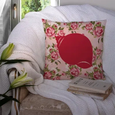 Caroline's Treasures Shell Shabby Elegance Pink Roses Floral 14" Throw Pillow