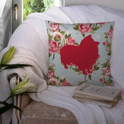 Caroline's Treasures Sheltie Shabby Elegance Blue Roses Indoor/outdoor Throw Pillow