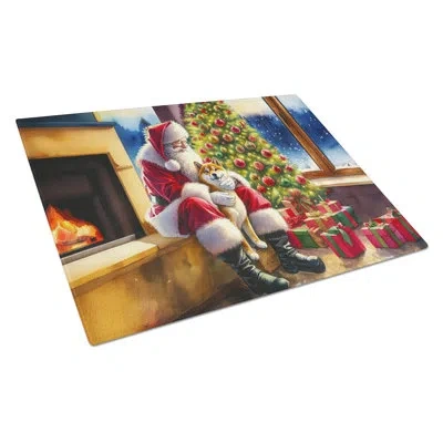 Caroline's Treasures Shiba Inu And Santa Claus Glass Cutting Board