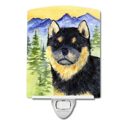 Caroline's Treasures Shiba Inu Ceramic Night Light In Green