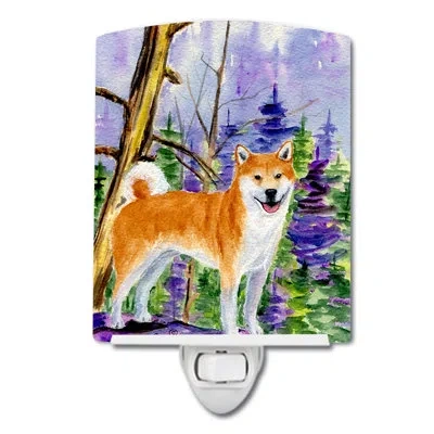 Caroline's Treasures Shiba Inu Ceramic Night Light In Purple