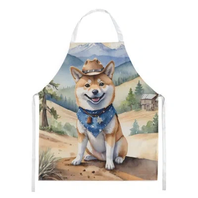 Caroline's Treasures Shiba Inu Cowboy Welcome Apron In Multicolor