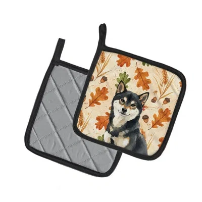 Caroline's Treasures Shiba Inu Heirloom Fall Pair Of Pot Holders In Multicolor