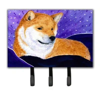 Caroline's Treasures Shiba Inu Leash Holder And Key Hook In Blue;brown