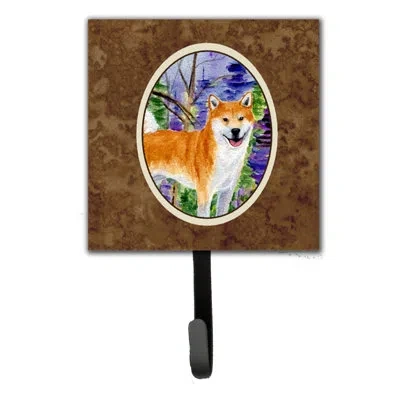 Caroline's Treasures Shiba Inu Leash Holder And Key Hook In Brown