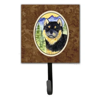 Caroline's Treasures Shiba Inu Leash Holder And Key Hook In Brown