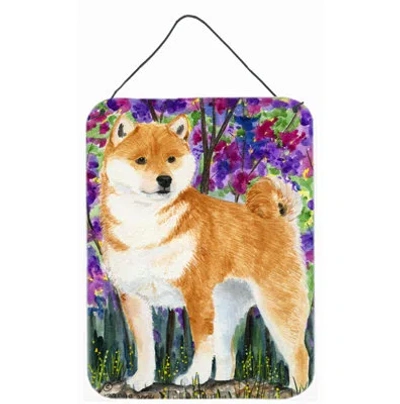 Caroline's Treasures Shiba Inu Painting Print Plaque In Brown;green;purple