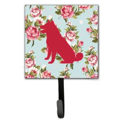 Caroline's Treasures Shiba Inu Shabby Elegance Roses Wall Hook In Blue;pink
