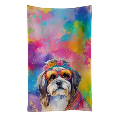 Caroline's Treasures Shih Tzu Hippie Dawg Kitchen Towel In Multicolor