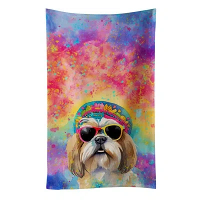 Caroline's Treasures Shih Tzu Hippie Dawg Kitchen Towel In Multicolor