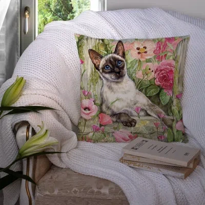 Caroline's Treasures Siamese Cat In The Roses 14" Throw Pillow
