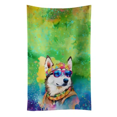 Caroline's Treasures Siberian Husky Hippie Dawg Kitchen Towel In Multicolor