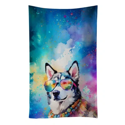 Caroline's Treasures Siberian Husky Hippie Dawg Kitchen Towel In Multicolor