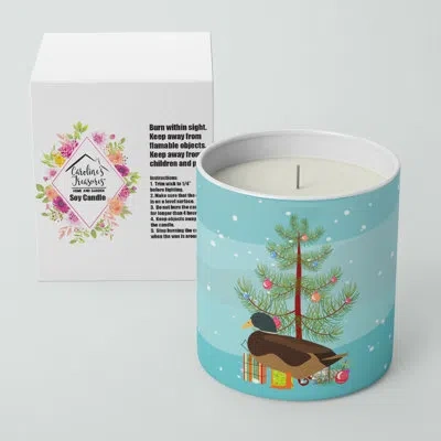 Caroline's Treasures Silver Bantam Duck Christmas 10 oz Decorative Soy Candle In Blue;green