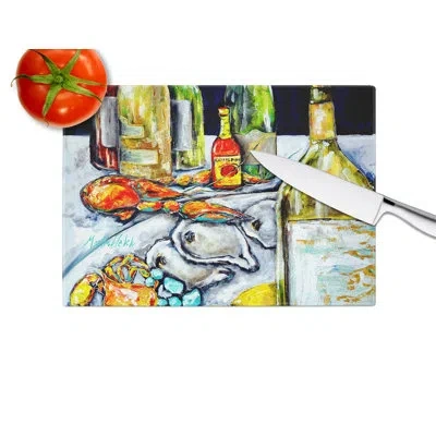 Caroline's Treasures Sit A Spell Seafood Dinner Glass Cutting Board