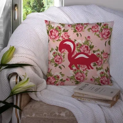 Caroline's Treasures Skunk Shabby Elegance Pink Roses Floral 14" Throw Pillow