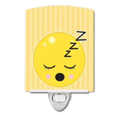 Caroline's Treasures Sleeping Face Ceramic Night Light In Yellow