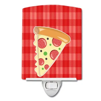 Caroline's Treasures Slice Of Pizza Ceramic Night Light In Red