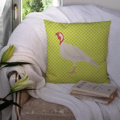 Caroline's Treasures Small Turkey Hen Check Outdoor Throw Pillow In Green
