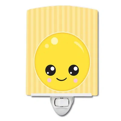 Caroline's Treasures Smiley Face Ceramic Night Light In Yellow