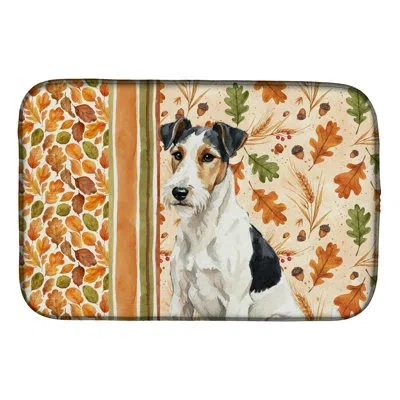 Caroline's Treasures Smooth Fox Terrier Heirloom Fall Dish Drying Mat In Natural