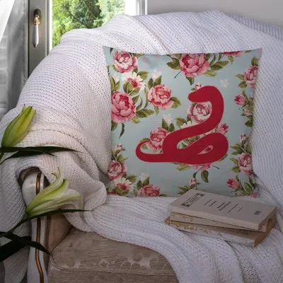 Caroline's Treasures Snake Shabby Elegance Blue Roses Indoor/outdoor Throw Pillow