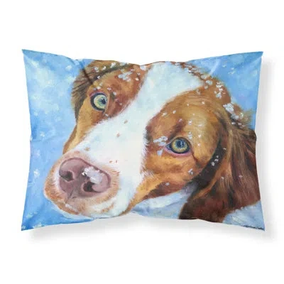 Caroline's Treasures Snow Baby Brittany Spaniel Pillowcase In Blue