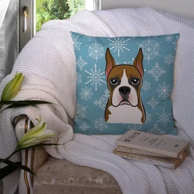 Caroline's Treasures Snowflake Boxer 14" Throw Pillow