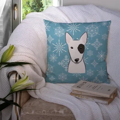 Caroline's Treasures Snowflake Bull Terrier 14" Throw Pillow