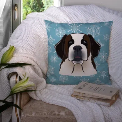 Caroline's Treasures Snowflake Saint Bernard 14" Throw Pillow