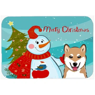 Caroline's Treasures Snowman Buddies With Shiba Inu Glass Cutting Board