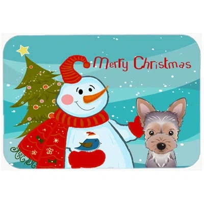 Caroline's Treasures Snowman Buddies With Yorkie Puppy Glass Cutting Board