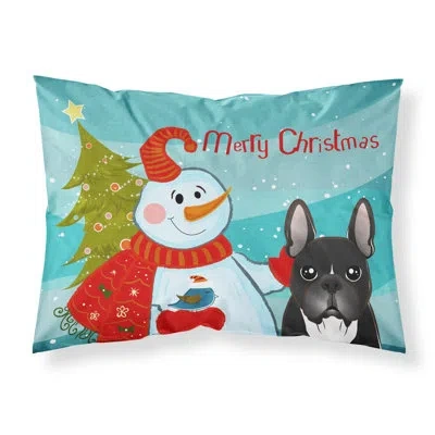 Caroline's Treasures Snowman With Jack Russell Terrier Pillowcase In Blue
