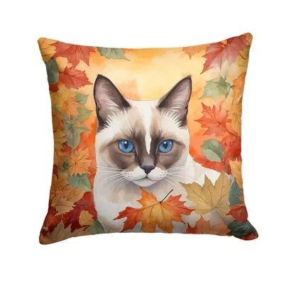 Caroline's Treasures Snowshoe Cat In Fall Leaves Throw Pillow In Multicolor