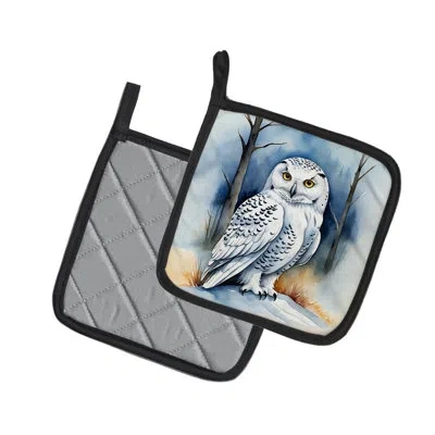 Caroline's Treasures Snowy Owl Pair Of Pot Holders In Multicolor