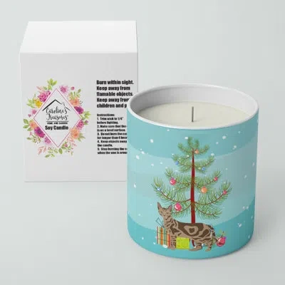 Caroline's Treasures Sokoke Cat Merry Christmas 10 oz Decorative Soy Candle In Blue;green