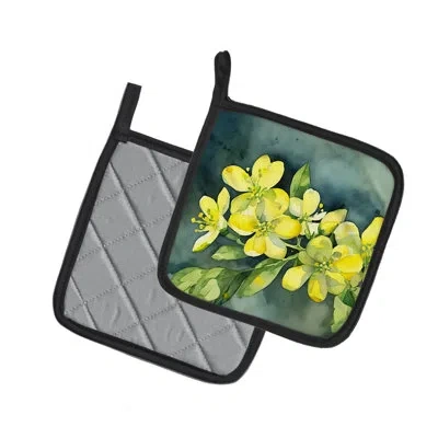 Caroline's Treasures South Carolina Yellow Jessamine In Watercolor Pair Of Pot Holders In Multicolor