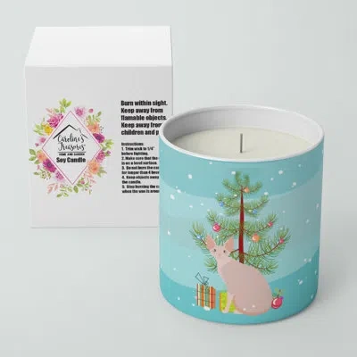 Caroline's Treasures Sphynx #2 Cat Merry Christmas 10 oz Decorative Soy Candle In Brown;blue;green