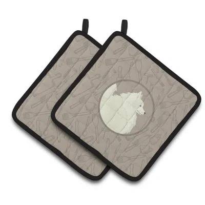 Caroline's Treasures Spitz In The Kitchen Potholder In Gray